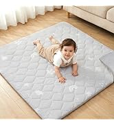 Joypony Baby Play Mat for Floor 50×50in, Quilted 1.6in Extra Thick Crawling Mat for Toddlers, Non...