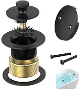 Sogmeter Matte Black Bathtub Drain, Hair Catcher and 2-Hole Overflow Faceplate, 11.5/16 UNC, Lift...