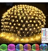 204 LED Net Lights, 35 Colors Changing Christmas Net Lights Outdoor, 9.8ft x 6.6ft Connectable Bu...