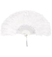 EOSAU Marabou Feather Fans Handheld, 1920s Vintage Gatsby Style Flapper Folding Hand Fan Foldable...