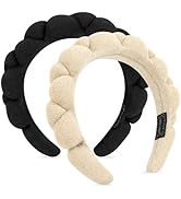 WHAVEL 2 Pack Spa Headband for Washing Face, Get Ready Headband Soft Terry Cloth Headbands Puffy ...