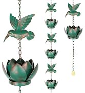 Gachiwar 7.87ft Rain Chain for Gutters Downspouts Outside, Decorative Rain Chain with Hummingbird...