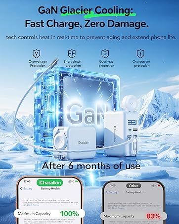67W retractable wall charger for iphone 17/16/15