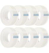 JEFURE 8Pcs Transparent Tape, 0.7in x 1000in Clear Tape Rolls, Tape Refills for Dispenser, Fun Ta...