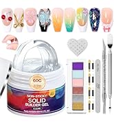 GELLAKTIK All-in-One Solid Builder Nail Gel Kit: 60g Hard Gel with 3D Mold, 6-Color Powders & Nai...