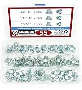 55pcs 4 Prong Zinc T-Nut Kit - Steel Assortment, 3 Sizes (1/4