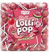 Watermelon Lollipops – 65 Count Bulk Candy Pack, Individually Wrapped – Fruity Suckers for Kids, ...