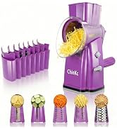 ChinKc Upgrade Rotary Cheese Grater Shredder with Handle, Strong Suction Base, Multi-purpose Rota...