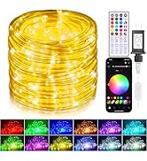 Hozplex 66ft LED Rope Lights for Outside, Outdoor String Light Waterproof Plug in with Remote & A...