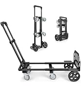 KEDSUM 3-in-1 Folding Hand Truck, 600LBS Heavy Duty Dolly Cart with Wheels, Six Wheels and Two Wh...
