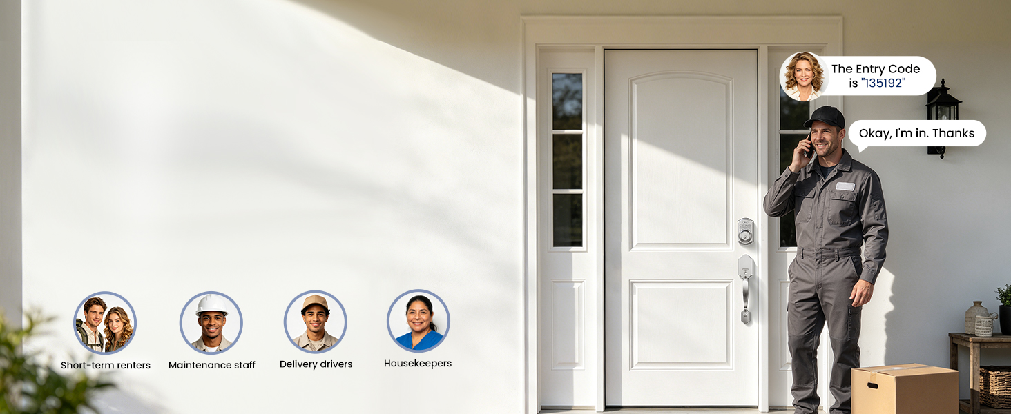 Electronic deadbolt with one-time code for renters, housekeepers, couriers and temporary visitors