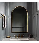 TinyTimes 26"x38" Arched Wall Mirror, Vanity Mirror, with Metal Frame, for Bathroom, Bedroom, Ent...