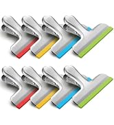 HOUSE AGAIN 8 Pack Stainless Steel Chip Bag Clips Covered with Silicone - NO More Sharp Edges - C...