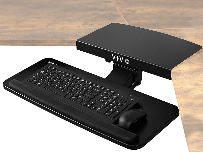 Black keyboard tray with corner maker