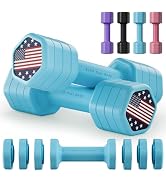 Zempox Adjustable Dumbbell Set of 2, 4 in 1 Hand Weights for Women at Home, 5 lb Weights Dumbbell...