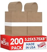 MESHA Kraft Gift Bags 200 Pack 5.25x3.75x8 Inch Small Brown Paper Bags with Handles Bulk for Smal...