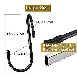 large size closet rod hooks