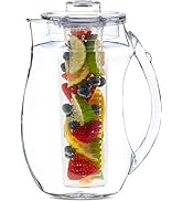 Large Fruit Infuser Water Pitcher (2.9 Quart / 93 Oz) – Shatterproof Acrylic Infusion Jug for Ice...