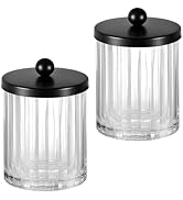 Amolliar Qtip Holder Dispenser for Cotton Swabs, Cotton Balls, Pads, Floss Picks, Clear Glass Can...