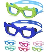 YLKJSWIM Kids Swim Goggles 2 Pack for Kids Toddlers 3-10, Anti Fog/UV Leakproof Clear Pool Swimmi...