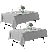 ZarzaaSik 2-Pack 60x102 inch Grey Table Cloths, Solid Stain and Wrinkle Resistant Oblong Tableclo...