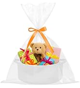 ShellKingdom Storage Basket with Handles, Empty Gift Basket with Gift Bags and Ribbon, Small Wove...