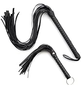 2 PCS 28-inch and 11.8-inch Black Riding Whips, fine Soft Whips, Faux Leather Whips, Equestrian W...