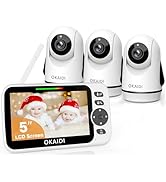 OKAIDI Video Baby Monitor with 3 Cameras, 5" Display Baby Monitor No WiFi, 30H Battery and 1000ft...