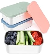 Caperci 3-Pack Large Stainless Steel Snack Containers with Silicone Lids - 15oz Reusable Small Fo...