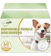 IMMCUTE Dog Diapers Female Small, 60 Count, Breathable & Adjustable Disposable Puppy Diapers, Sup...