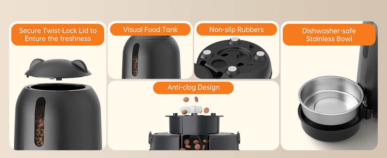 programmable timed automatic cat feeder cat food dishes for indoor cats wifi cat feeder