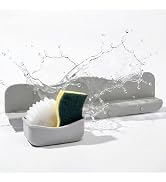 Silicone Sink Splash Guard with Sponge Holder -19.5" x 4.5" x 2.5",- Strong Suction - Sink Edge P...