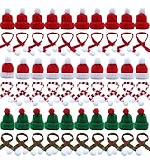 YGbridge Mini Santa Hats and Christmas Scarf Set, 60Pcs Mini Hats for Crafts, Christmas Decoratio...