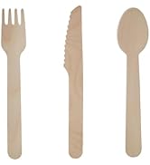 JALUXING Wooden Cutlery Set - 300 Combo Utensils Disposable Wood Silverware, Party Flatware Recyc...
