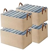 AARAINBOW 4 Pcs Closet Clothes Organizer with Handle, Fabric Storage Box with Steel Frame Stackab...