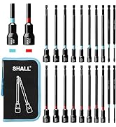 SHALL 20PCS Magnetic Nut Driver Set, 6” Long Nut Drivers for Impact Drill, SAE & Metric 1/4” Hex ...