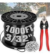 Black Vinyl Coated Wire Rope 304 Stainless Steel Coated Wire Cable-Black, 1/16" OD to 3/32" x 100...