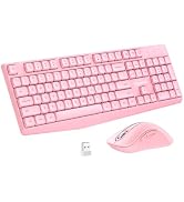 memzuoix Wireless Keyboard Mouse Combo - 2.4G Full-Size Ergonomic Set with USB Receiver for PC La...