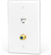 VCE UL Listed Coax and Ethernet Wall Plate CAT6, White 1-Pack | UL Listed for Safety, 3Ghz Coax a...
