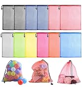 PLULON 12 Pcs Mesh Bag Drawstring Mesh Laundry Bags, 13 x 15.5 Inch Nylon Drawstring Bag for Pool...