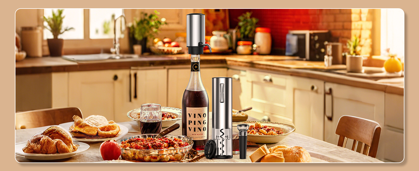 Electric Wine Opener Set, 4 in 1 Electric Wine Bottle Opener