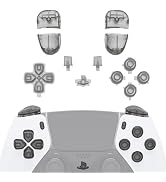 eXtremeRate Replacement Full Set Buttons Compatible with ps5 Edge Controller, Clear Black D-pad S...
