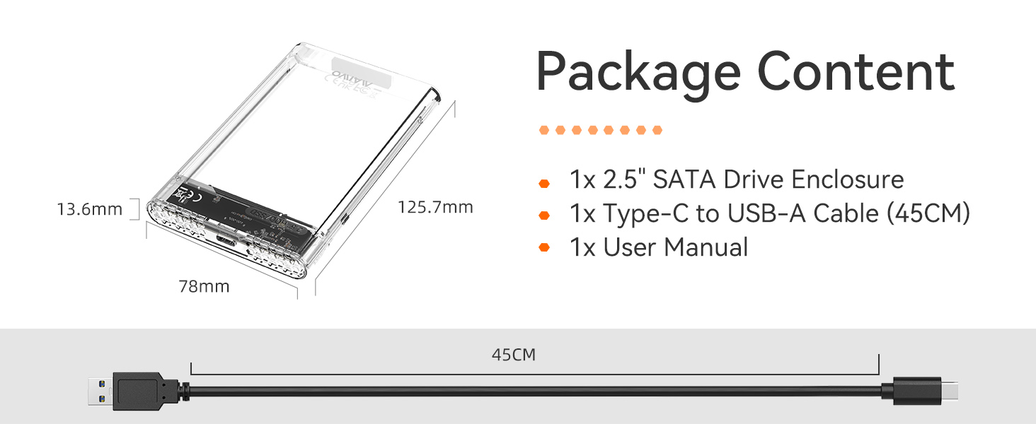 USB 3.0 to SATA I II III Tool-Free Clear Hard Disk Case for 2.5 inch 7mm 9.5mm SATA HDD SSD
