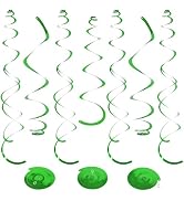 24 PCS Green Hanging Swirl, Sparkle Ceiling Hanging Decorations, Plastic Streamer Party Decoratio...