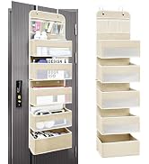 Over The Door Organizer 6 Shelf, Behind Door Storage of 6 Compartments, 44 Weight Capacity Bathro...