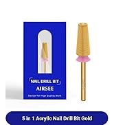 AIRSEE Tungsten Carbide 5 in 1 Acrylic Nail Drill Bit Efile Electric File Machine Head Tip for Ma...