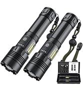 Rechargeable Flashlights High Lumens, 5000mAh Super Bright Flash Light, 7 Mode with Side Work Lig...