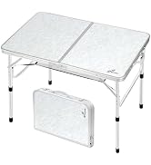 Sportneer Camping Table: Adjustable Height Small Folding Table 35.4" L x 23.6" W 2 Height with Me...