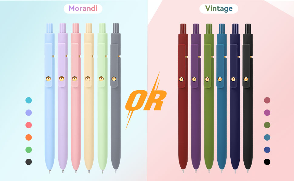 FIOVER Colored Pens, 6 Pack Colorful Gel Pens
