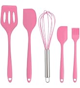 Silicone Spatula Set 5 Pieces Heat Resistant Non-Stick Rubber Spatulas for Baking Cooking Mixing ...